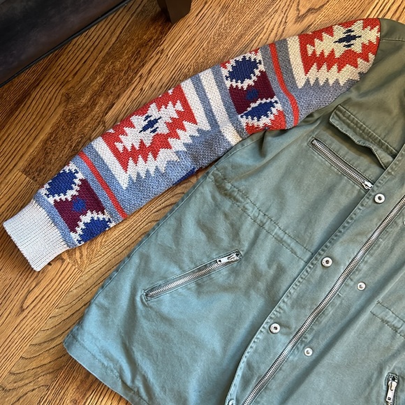 Green Jacket with Sweater Sleeves - Picture 3 of 6